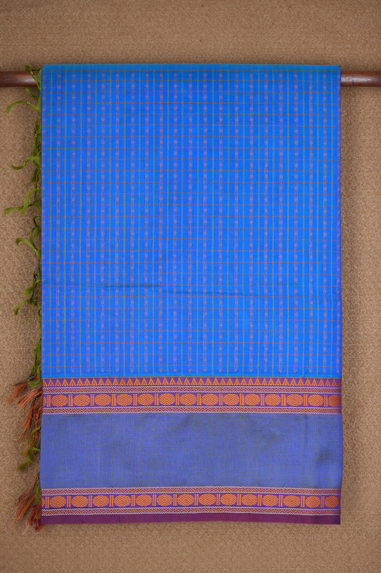 Traditional Border Cobalt Blue Jute Silk Cotton Saree