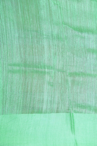 Traditional Skat Border In Plain Mint Green Linen Tussar Silk Saree