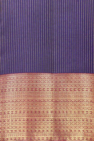 Traditional Border With Zari Stripe Navy Blue Kanchipuram Silk Saree