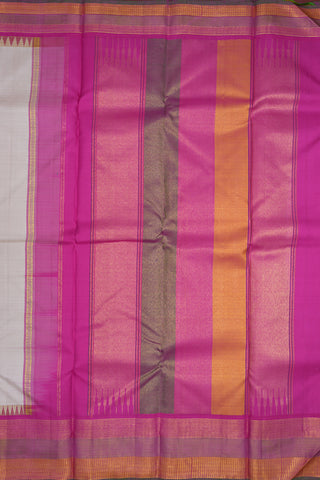 Contrast Zari Border Ivory Kanchipuram Silk Saree