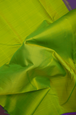 Traditional Border Plain Lime Green Kanchipuram Silk Saree