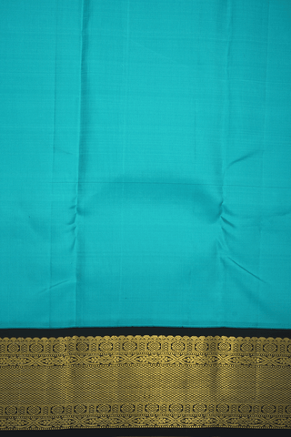 Traditional Border Plain Sea Blue Kanchipuram Silk Saree