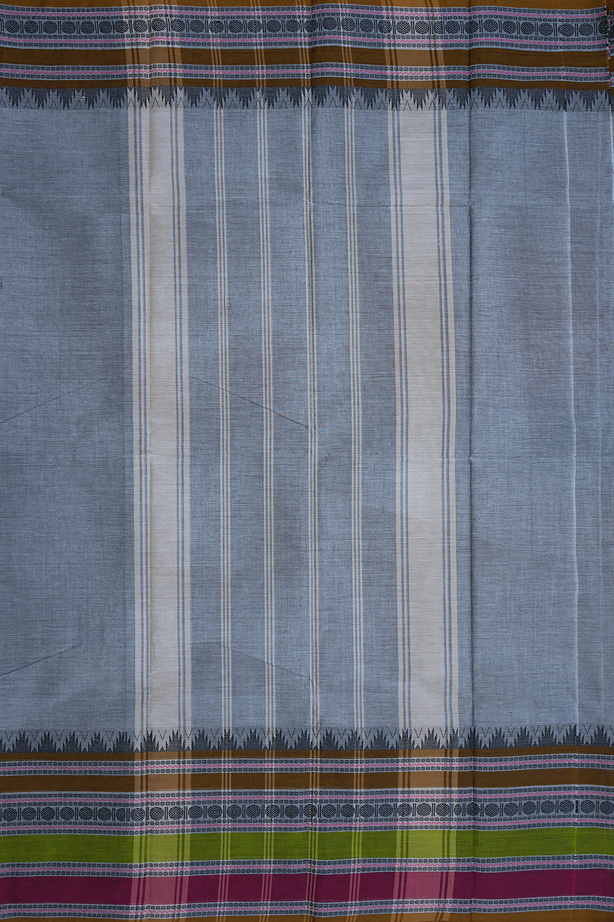 Traditional Border Steel Blue Chettinadu Cotton Saree