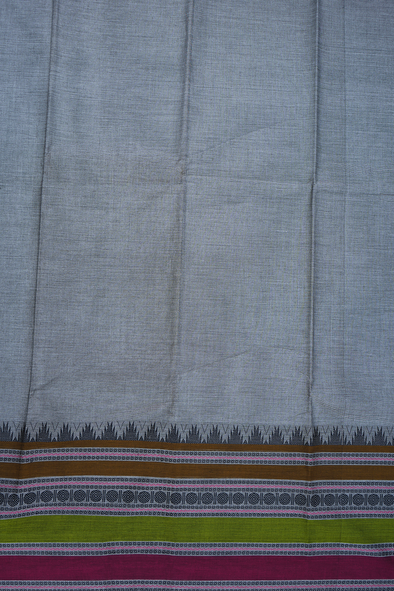Traditional Border Steel Blue Chettinadu Cotton Saree