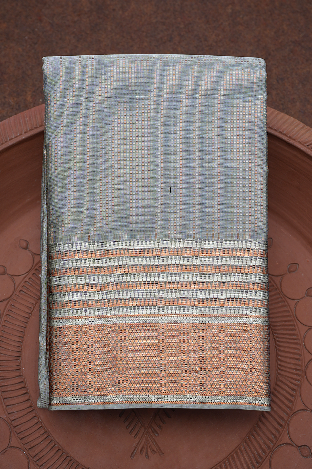 Traditional Border Stone Blue Kanchipuram Silk Saree