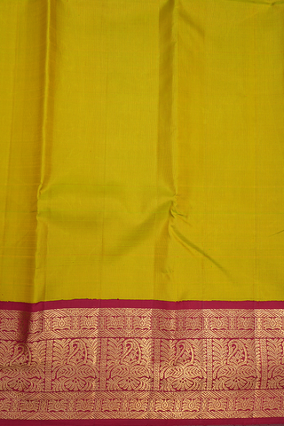 Contrast Zari Border Sunflower Yellow Kanchipuram Silk Saree