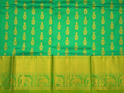 Traditional Border With Buttas Green Silk Pavadai Sattai Material
