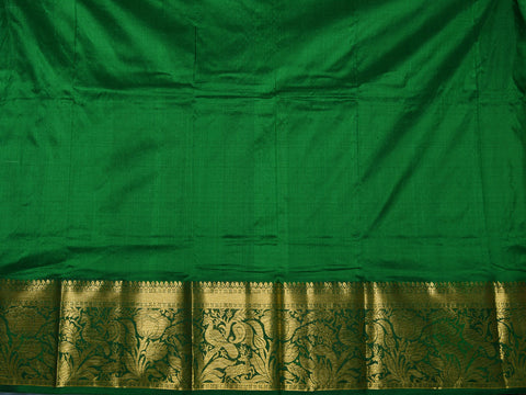 Traditional Border With Peacock Jhumkas Butta Off White Kanchipuram Silk Unstitched Pavadai Sattai Material