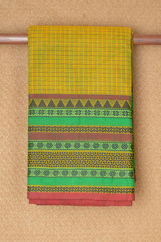 Traditional Design Border Pear Green Kanchi Cotton Saree