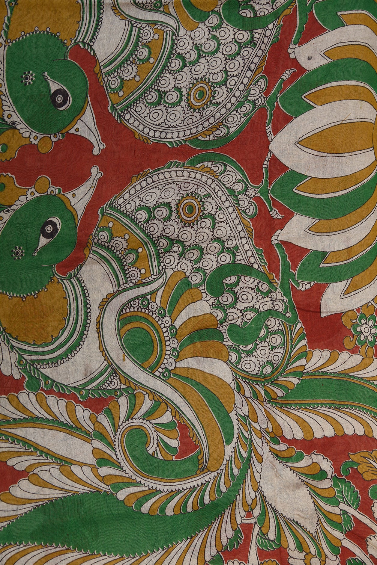 Traditional Design Kalamkari Printed Black Chanderi Cotton Saree