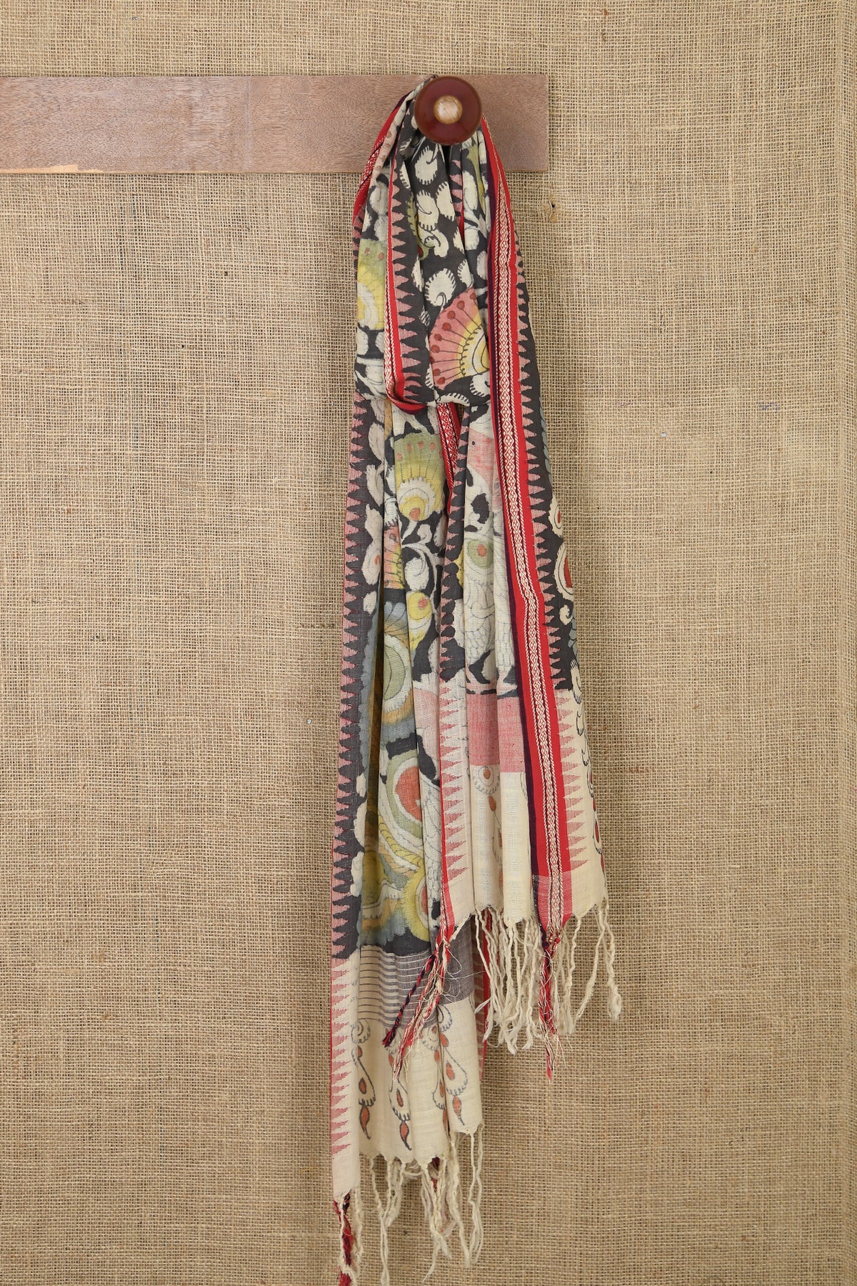Traditional Design Kalamkari Printed Multicolor Cotton Dupatta