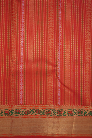Traditional Design Reddish Orange Kanchipuram Silk Saree