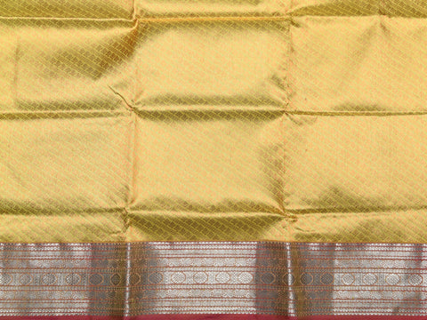 Traditional Korvai Border In Jacquard Yellow Kanchipuram Silk Unstitched Pavadai Sattai Material
