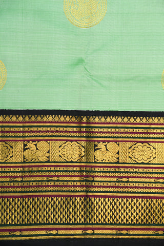 Traditional Korvai Border With Elephant Motif Soft Green Kanchipuram Silk Saree