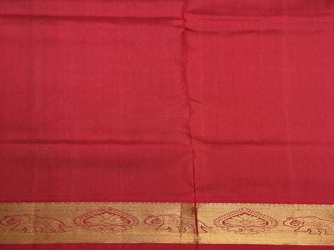 Traditional Korvai Border With Paisley Buttas Moss Green Kanchipuram Silk Unstitched Pavadai Sattai Material