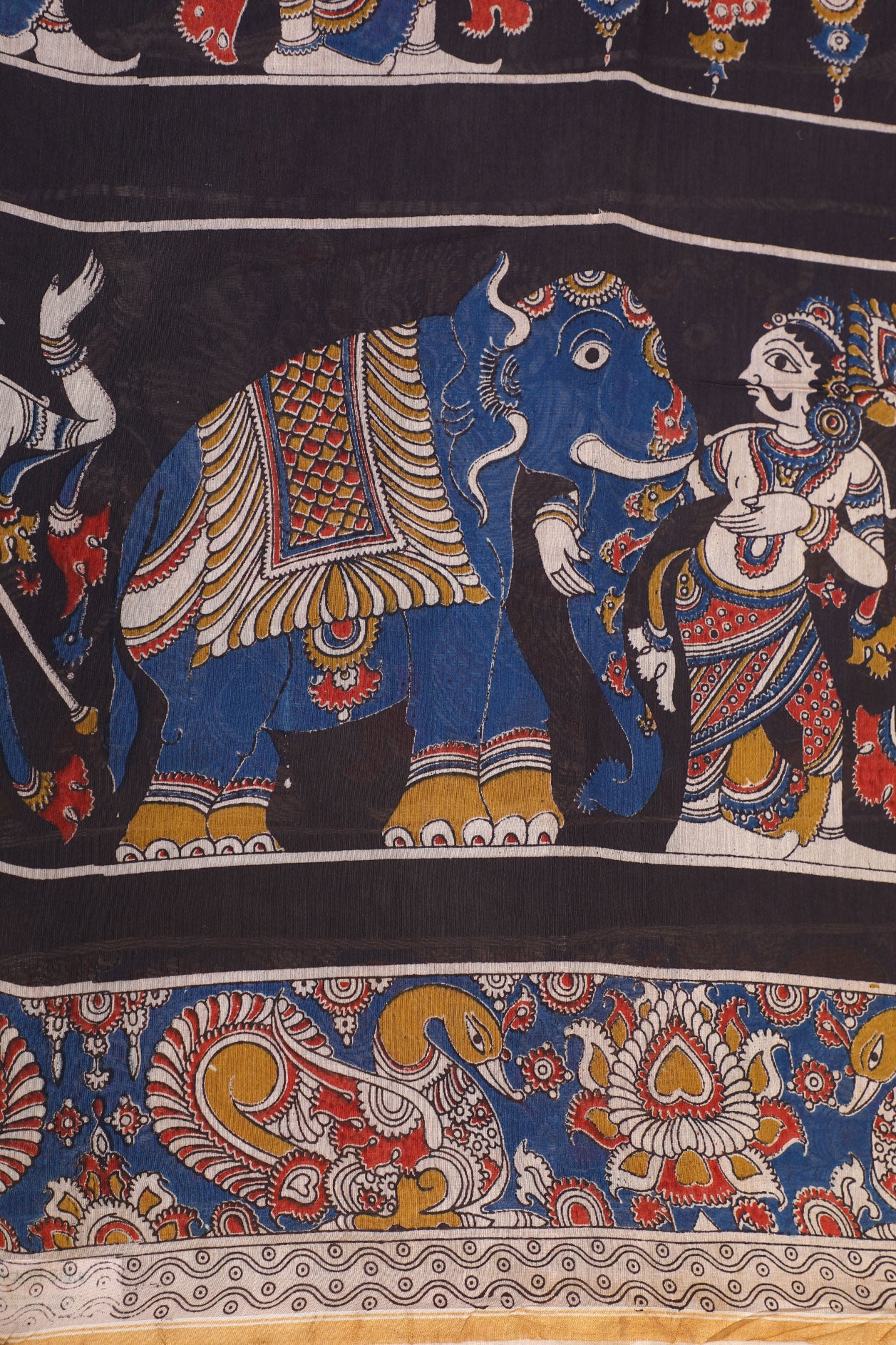 Traditional Multicolor Kalamkari Printed Chanderi Silk Cotton Saree
