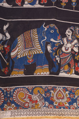 Traditional Multicolor Kalamkari Printed Chanderi Silk Cotton Saree