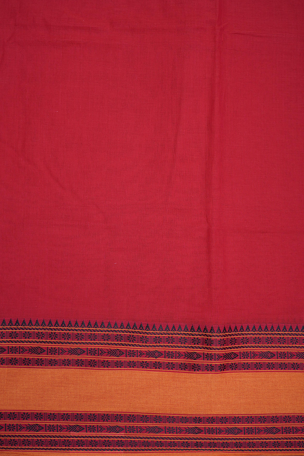 Traditional Threadwork Border Chilli Red Bengal Cotton Saree