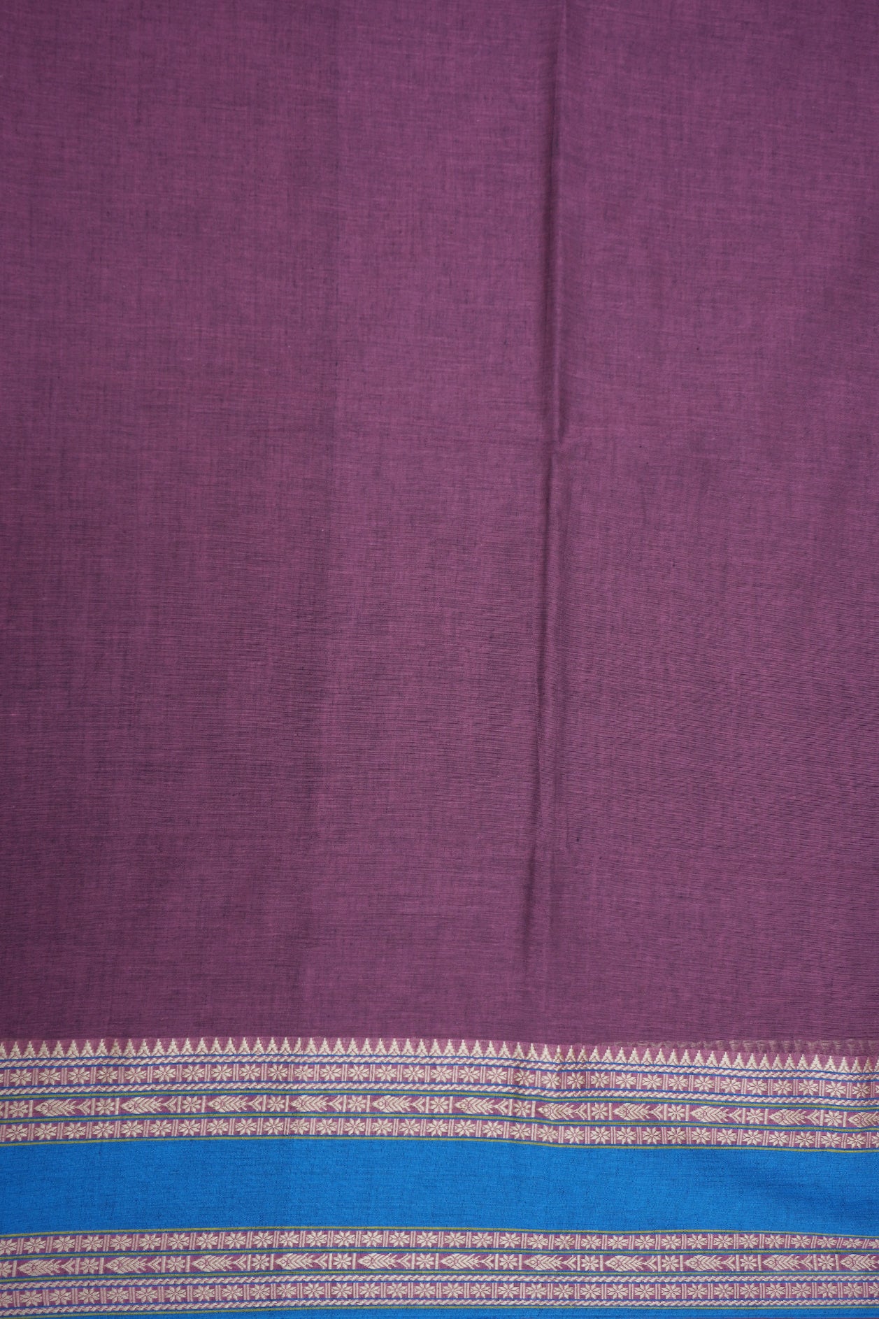 Traditional Threadwork Border Plain Mulberry Purple Bengal Cotton Saree