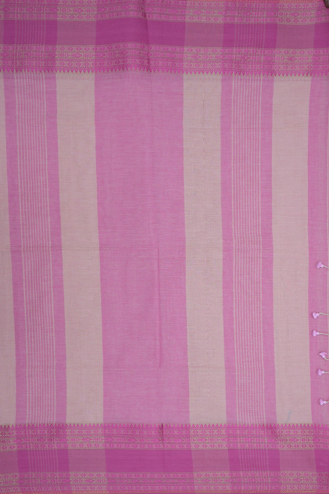 Traditional Threadwork Border Plain Orchid Pink Bengal Cotton Saree