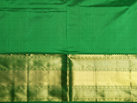 Big Border With Tree And Peacock Buttis Cream Color Kanchipuram Silk Unstitched Pavadai Sattai Material