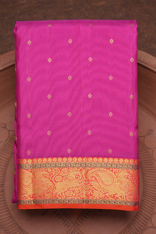 Traditional Zari Border Magenta Kanchipuram Silk Saree