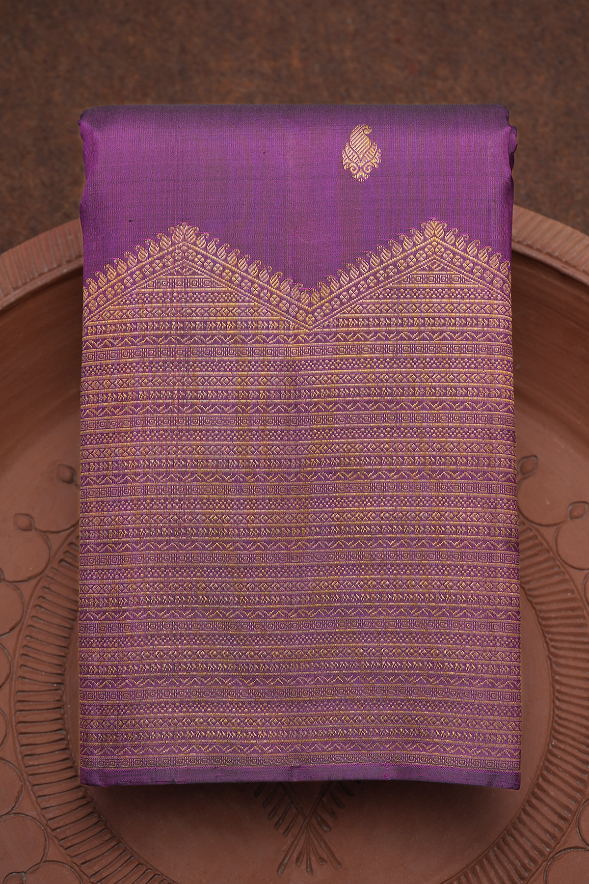 Traditional Zari Border Purple Kanchipuram Silk Saree