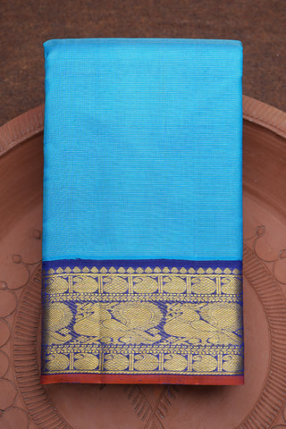 Traditional Zari Border Sky Blue Kanchipuram Silk Saree