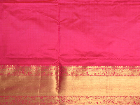 Traditional Zari Border With Elephant Motif Purple Kanchipuram Silk Unstitched Pavadai Sattai Material