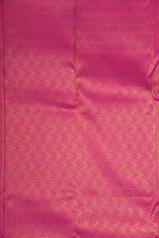 Traditional Zari Border With Geometric Pattern Hot Pink Kanchipuram Silk Saree
