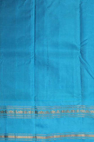 Traditional Zari Border With Small Checks Yellow And Blue Gadwal Silk Saree