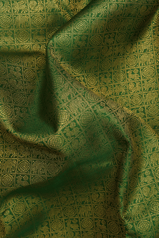 Traditional Zari Design Emerald Green Kanchipuram Silk Saree