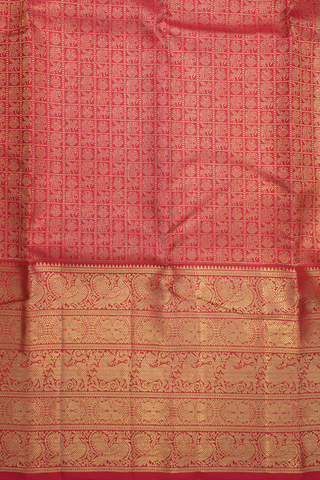 Traditional Zari Motifs Chilli Red Kanchipuram Silk Saree