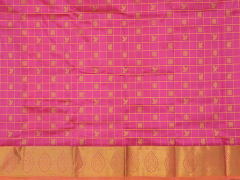 Traditional Zari Motifs Hot Pink Pavadai Sattai Material