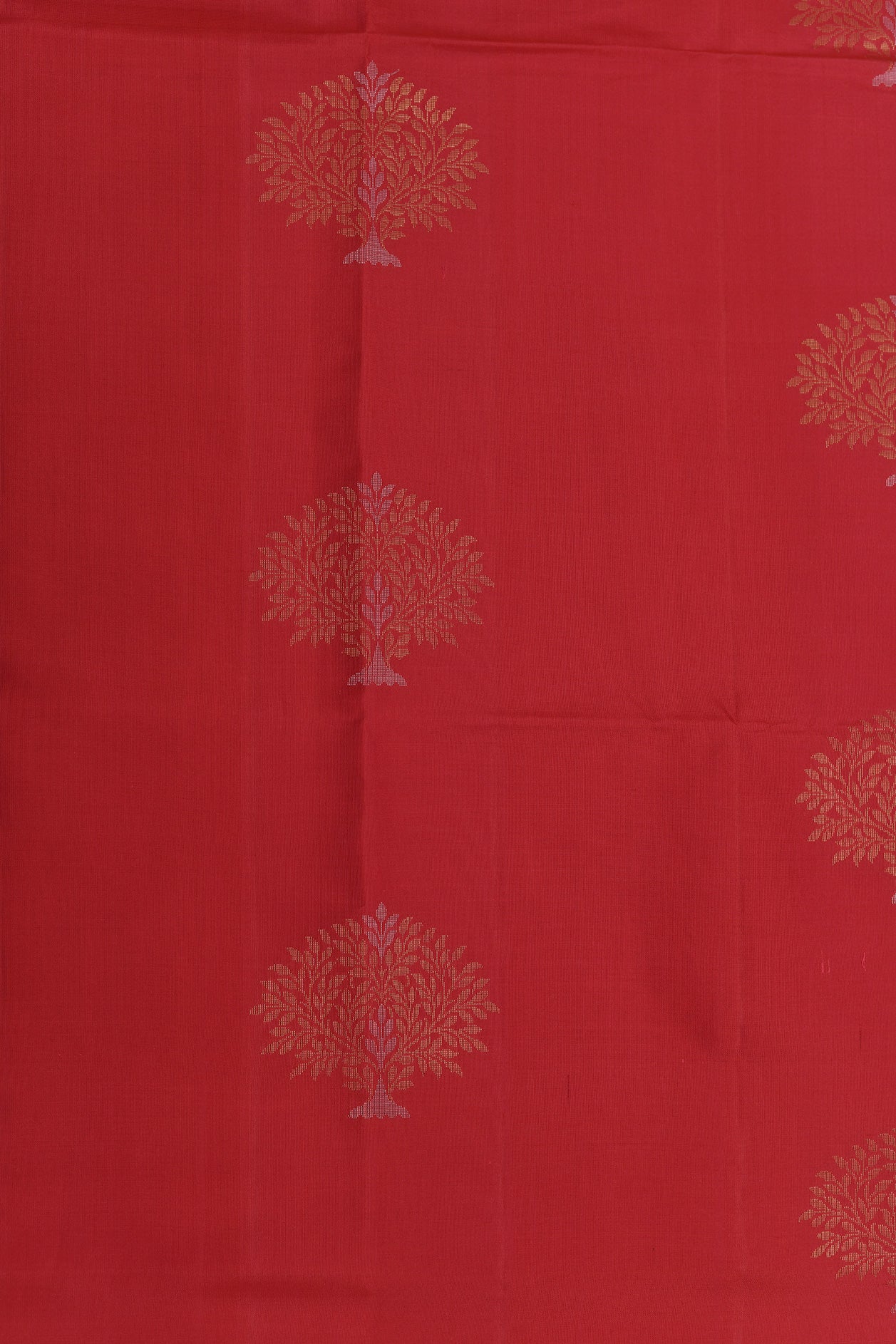 Tree Motif Red Soft Silk Saree