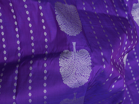 Tree Zari Design Purple Unstitched Pavadai Sattai Material