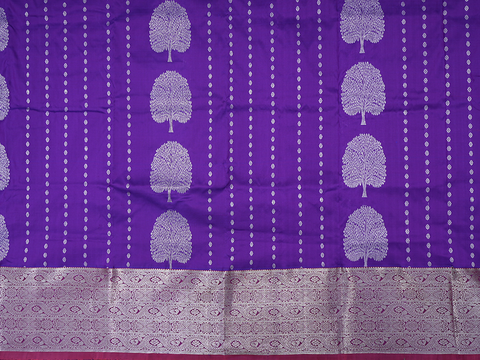 Tree Zari Design Purple Unstitched Pavadai Sattai Material