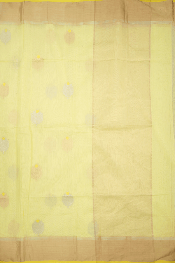 Tree Zari Motifs Light Yellow Maheswari Silk Cotton Saree