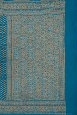 Trellis Design Peacock Blue Georgette Banarasi Silk Saree