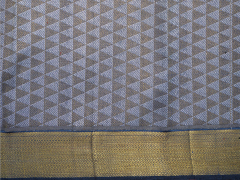 Triangle Design Pigeon Blue Kanchipuram Unstitched Blouse Material