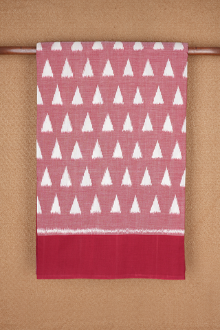Triangle Ikat Design Dusty Red Pochampally Cotton Saree