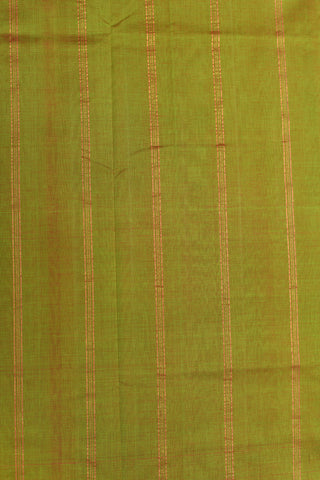 Triangle Zari Border In Plain Moss Green Silk Cotton Saree