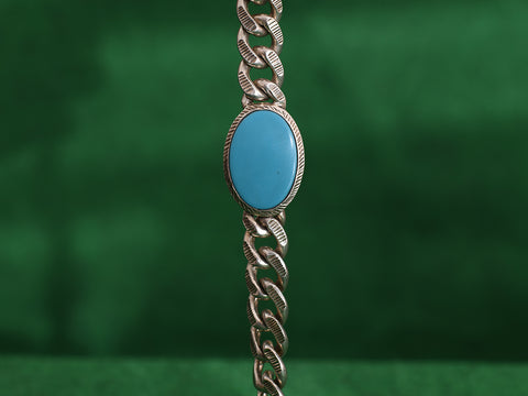 Turquoise Blue Stone Pure Silver Bracelet
