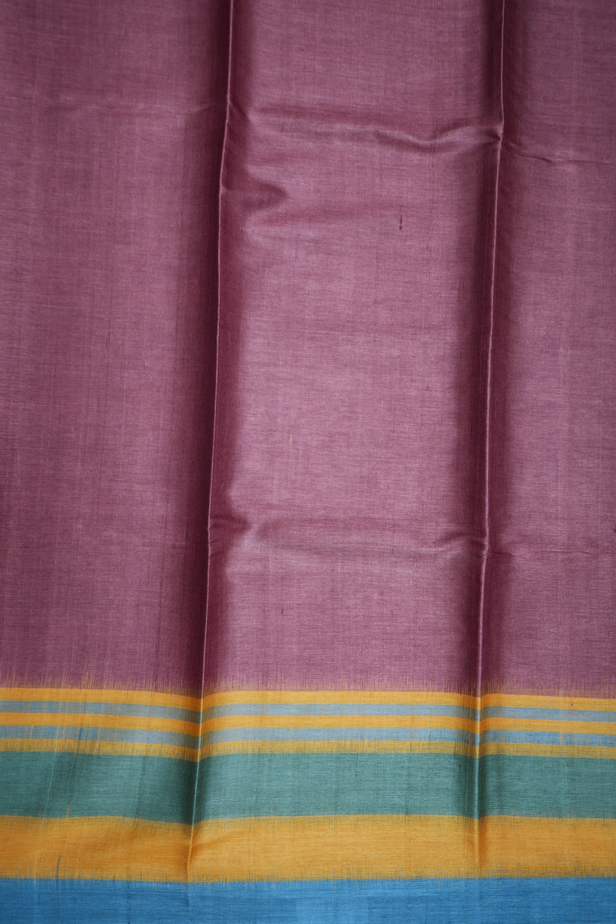 Multiclor Border With Plain Berry Purple Tussar Silk Saree