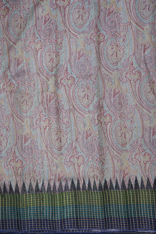 Checked And Temple Design Border Multicolor Tussar Silk Saree
