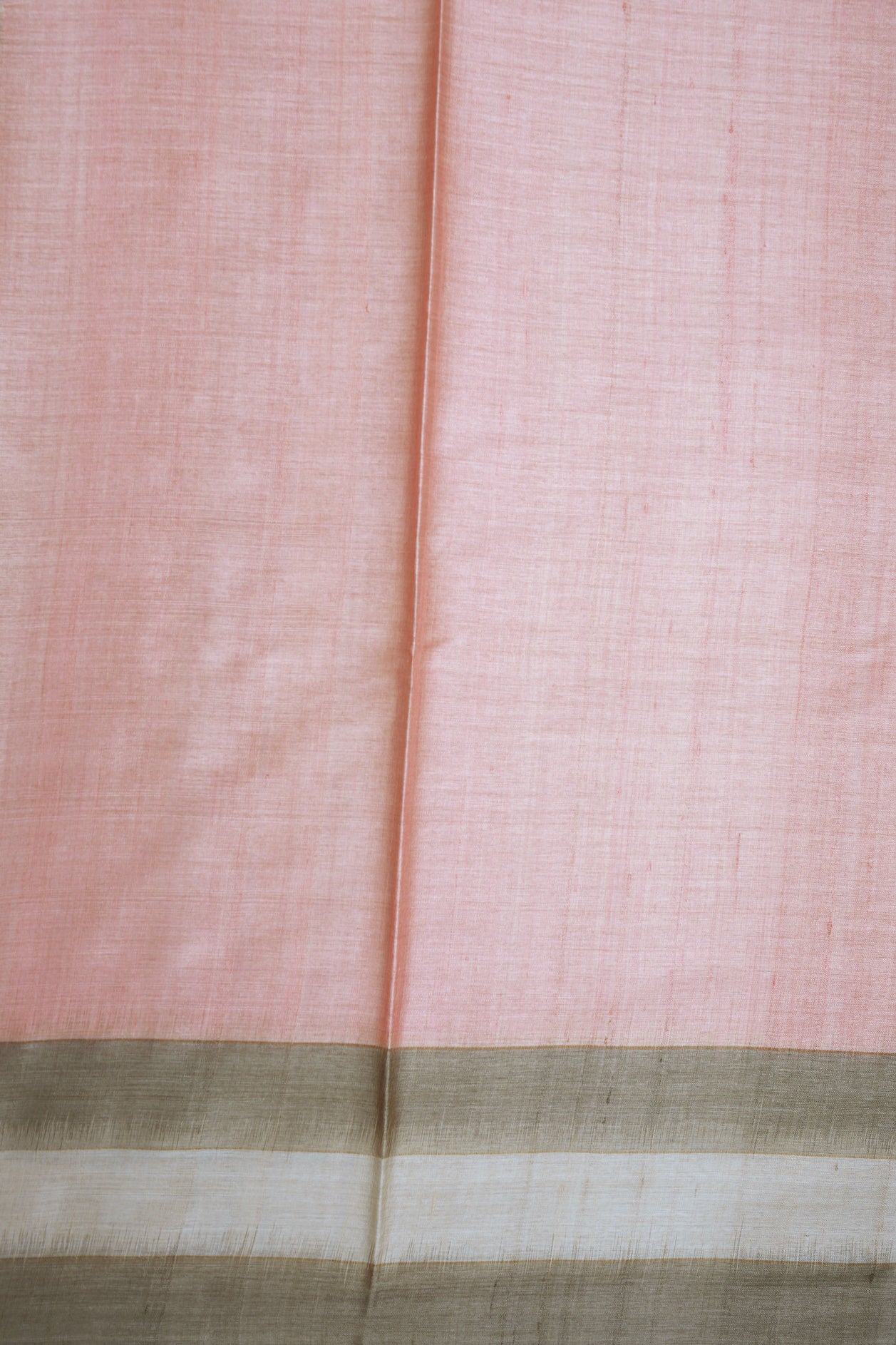 Contrast Border With Plain Pastel Pink Tussar Silk Saree