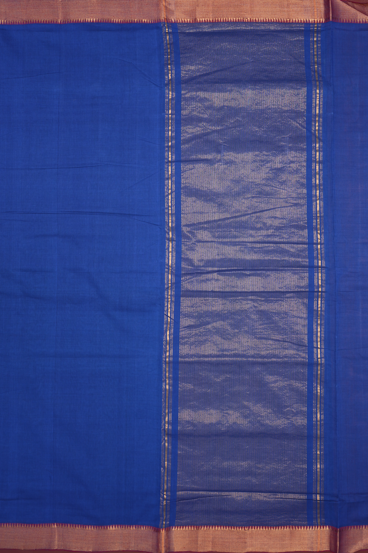 Twill Weave Border Berry Blue Mangalagiri Cotton Saree