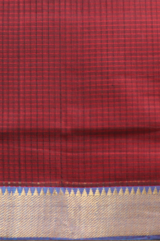 Twill Weave Border Cherry Red Mangalagiri Cotton Saree