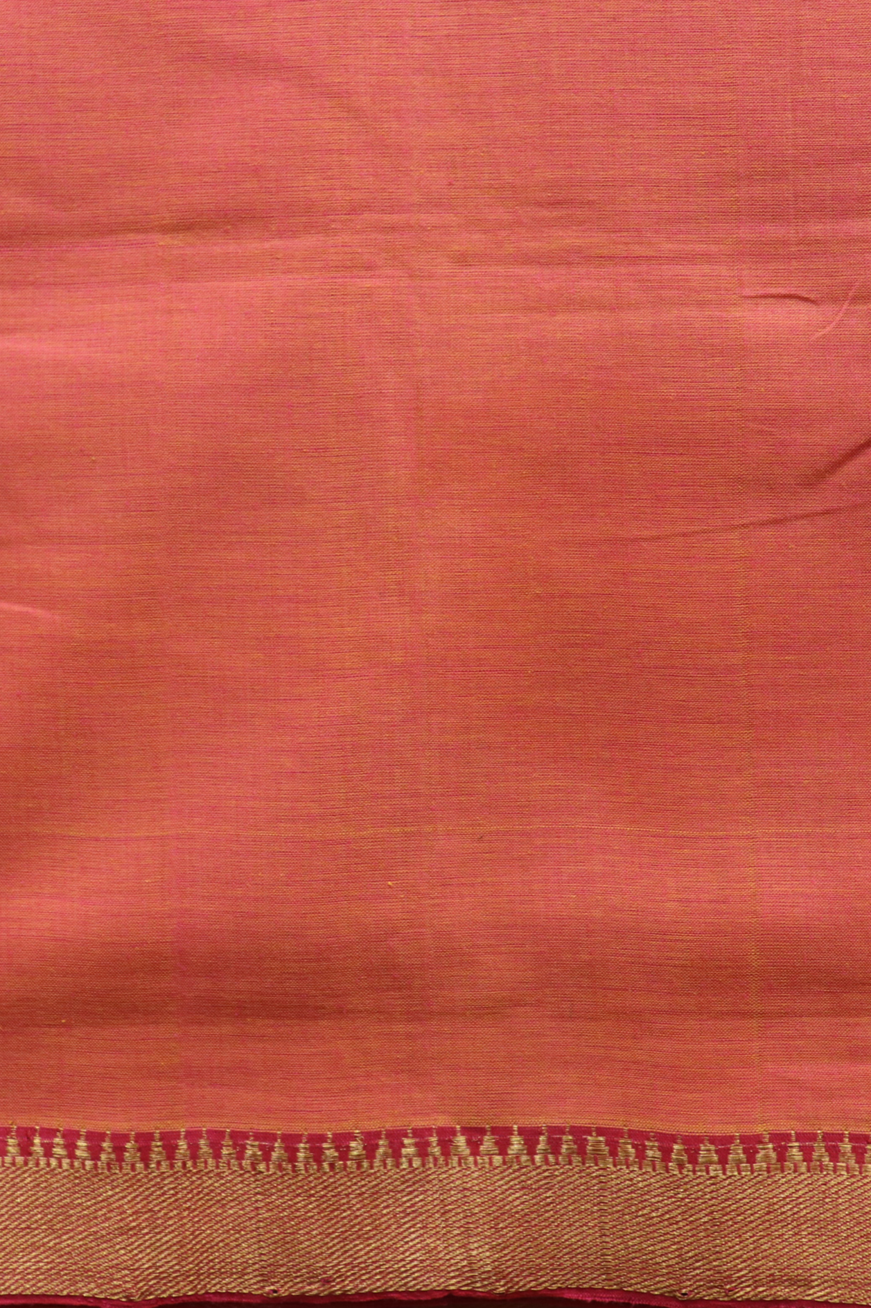 Twill Weave Border Coral Orange Mangalagiri Cotton Saree
