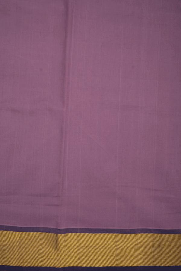 Twill Weave Border Plain Dusty Purple Silk Cotton Saree